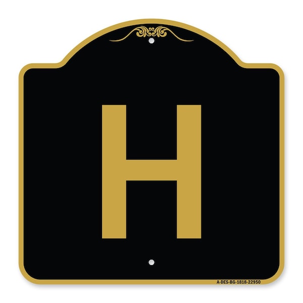 Signmission Designer Series Sign-Sign W/ Letter H, Black & Gold Aluminum Sign, 18" x 18", BG-1818-22950 A-DES-BG-1818-22950 - main